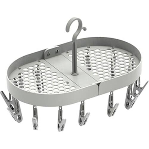 Clothes Rack Folding No Mark Drying Socks Drying Underwear with Clip Drying Storage Artifact Windproof Clothes Rack