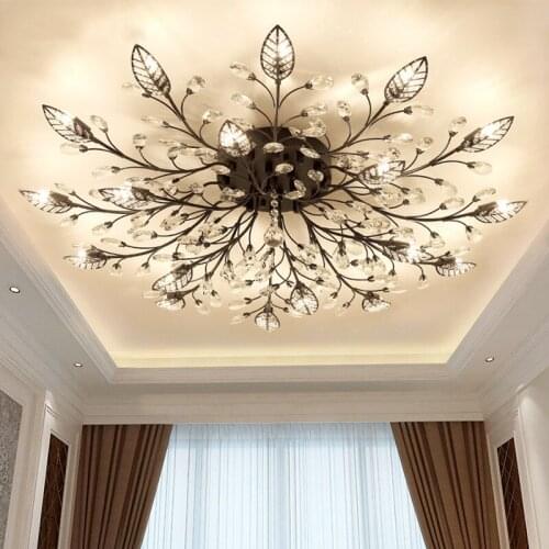 Modern Nordic K9 Crystal LED Ceiling Lights Fixture Gold Black Home Lamps for Living Room Bedroom Kitchen Bathroom