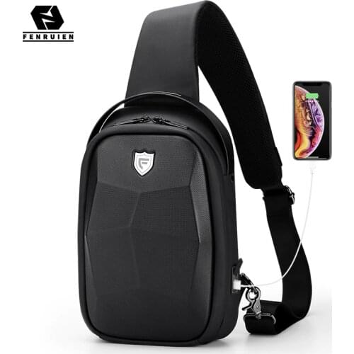 Fenruien 2021 New Creative Crossbody Bag For Men Waterproof Anti-theft Mens Shoulder Bag Multifunction USB Charging Chest Bags