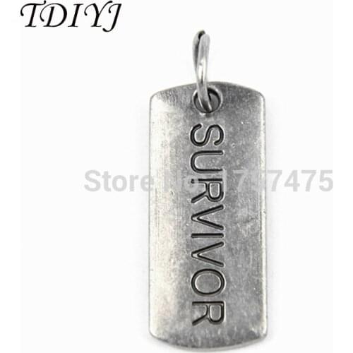 TDIYJ New Design 5pcs Exquisite Word "SURVIVOR" Zinc Alloy Pendants fit Memory Locket Chain HYT8