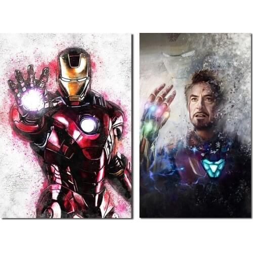 Wall Art Oil Painting Poster Iron Man Canvas Watercolor Painting Avengers Superhero Fashion Home Decor Prints Bedroom Decor