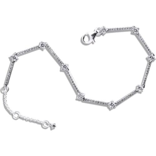 Woman Jewelry Making Sparkling Pave Bars Bracelet Sterling Silver Jewelry DIY Bracelets For Gift Winter 2020