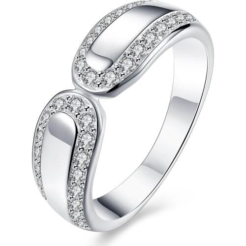 Hot Sale Exquisite White Crystal Ring 925 Sterling Silver Engagement Wedding Ring Size 8 R230