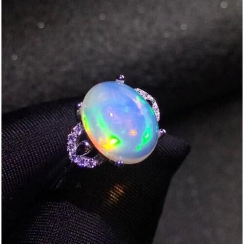 Natural real white opal oval ring Free shipping 9*11mm 2.2ct gemstone 925 sterling silver Fine jewelry Women rings J2123011