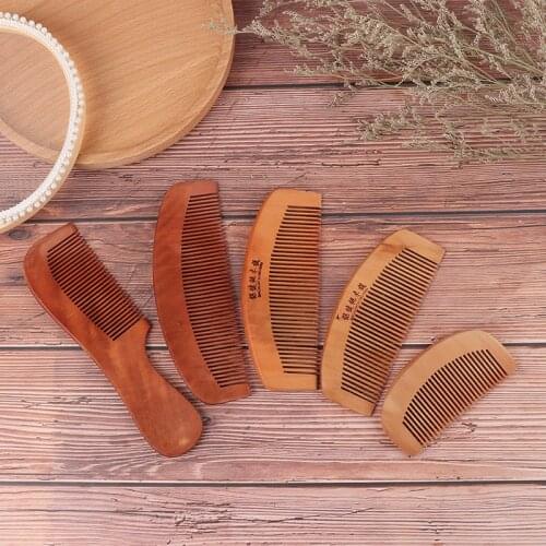 1Pcs Natural Peach Wood Comb Close Teeth Anti-static Head Massage Beard Hair Care Tools Beauty Accessories