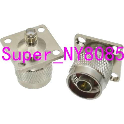 1pce N Male Plug to SMA Female Jack 4-holes Flange mount RF Adapter Cable Connector
