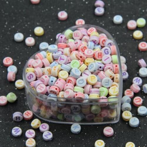 100 pieces fashion 7mm round acrylic mix alphabet color diy with middle hole loose beads nb184
