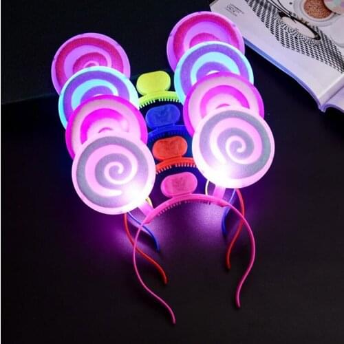 Lollipop LED Light Blinking Headband Women Girls Flashing Hair Glow Party birthday Christmas Halloween Xmas