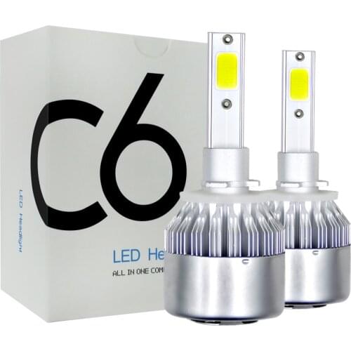 2pcs C6 LED Car Headlights 72W 7200LM COB Auto Headlamp Bulbs H1 H3 H4 H7 H11 H13 880 9004 9005 9006 9007 Car Styling Lights