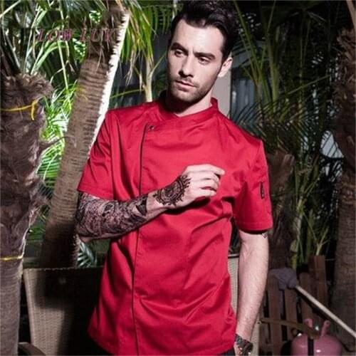 2017 Summer Short-sleeved Chef service Hotel working wear Restaurant work clothes Tooling uniform Chef Jackets 3 color