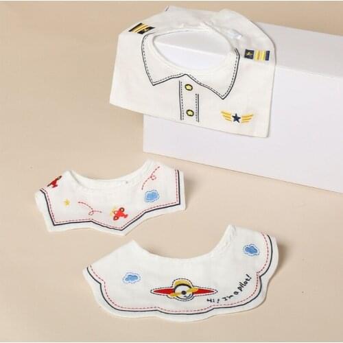 3 Pcs/Set 360 ° Rotate Baby Feeding Drool Bibs Collar Decoration Embroidery Saliva Towel Pure Cotton Anti-Stain Burp Cloth fo