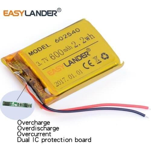 3pcs/Lot 602540 3.7V 600mAh Rechargeable li Polymer Li-ion Battery For MP3/MP4/Game Player mouse GPS PSP Lampe speaker 062540