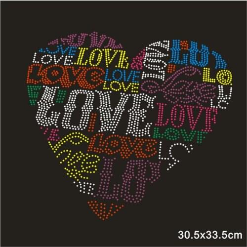 Iron On Motifs Heart Motif Rhinestones Colour Rhinestone Crafts 5Pieces/lot Crystal Stickers For Clothes Garment Appliques