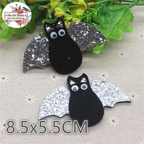8.5x5.5CM 5pcs Non-woven patches Halloween bat Felt Appliques for clothes Sewing Supplies diy craft ornament