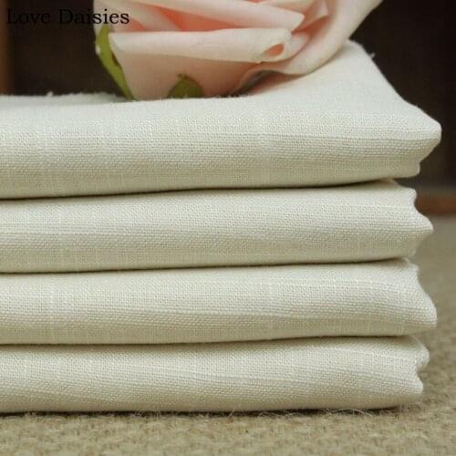 55% Cotton/45% Linen Solid BEIGE Slub Fabric Textile for DIY Handwork Summer Spring APPAREL Dress Cushion Crafts Tablecloth Tela