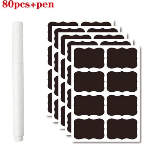 80pcs Waterproof Chalkboard Labels Sticker for Household kitchen Jars Stickers Removable Blackboard Sticker Label Decor