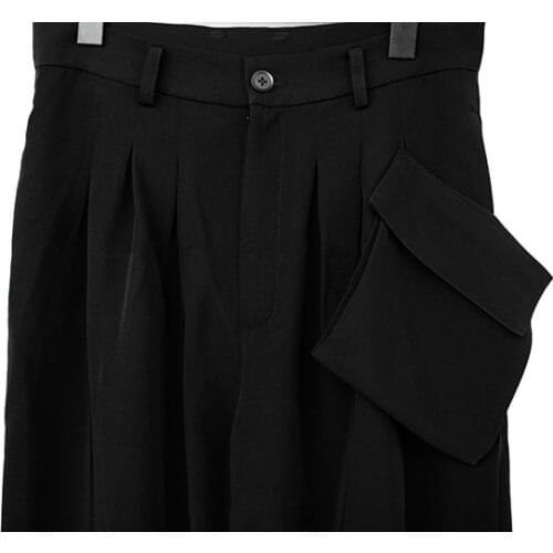 Mens casual pants wide leg pants pocket youth youth fashion urban trend new fashion black