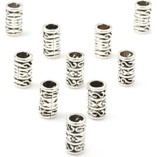 30pcs/lot 7x12mm Retro Silver Spacer Beads Charms Metal Beads For Jewelly Making Diy Beaded Bracelets Necklace