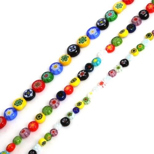 High Quality 4/6/8mm Glass Beads Millefiori Flower Lampwork Spacer Beads for Necklace Bracelet DIY Jewelry Making 39cm/satrand