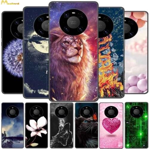 For Huawei Mate 40 Pro Case Lion Silicone Soft Phone Cover For Huawei Mate 40E 4G Cases Black TPU Bumper Mate40 Pro Plus Fundas
