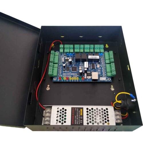 TCP/ip four Door Access Controller 100-240V 10A switch power supply connect RFID Wg26 reader Various access locks exit button