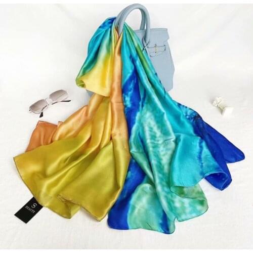 Newest Silk Hand Feeling Long Scarves Women 90X180CM Foulard Girls Big Size Shawls Wraps Echarpe Spring Summer Accessories Gift