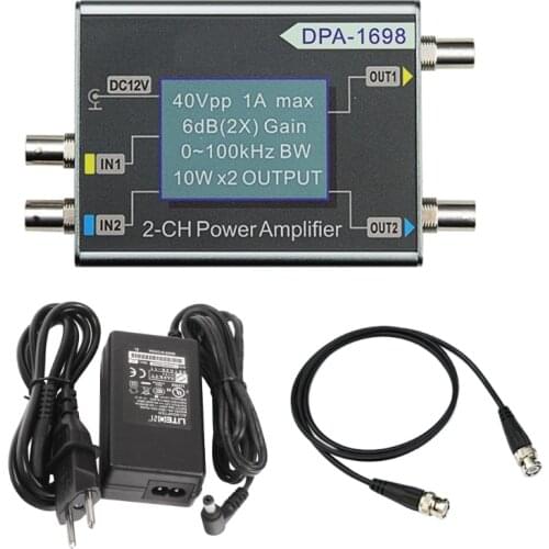 Dual Channel DDS Function Signal Generator High Power Amplifier DC Power Amplifier 40V 0-100KHz DPA-1698 EU Plug