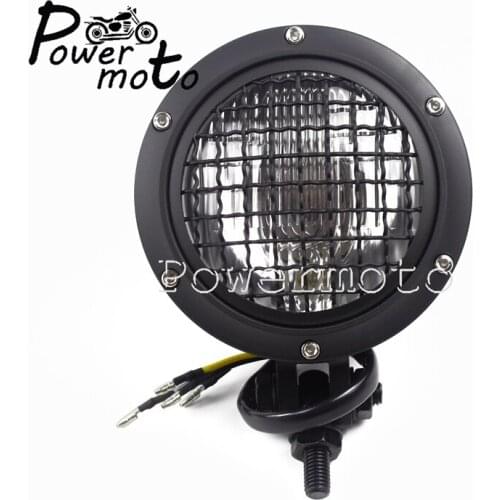 Black Grill Retro Headlight Motorcycle Head Light Front Headlamp Universal For Honda Yamaha Suzuki Harley Cafe Racer