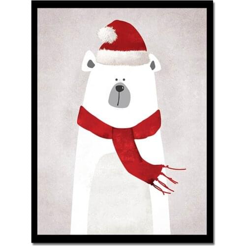 Hot Sell Bear Santa Christmas Gift Ornament Canvas Painting Home Decoration Living Room Or Bedroom Print Framed Wall Picture