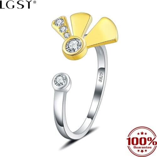 LGSY DR2021 925 Sterling Silver Rings Open Rings Adjustable Size Fine Jewelry Romantic Party Ring Fashion Jewelry Round Rings