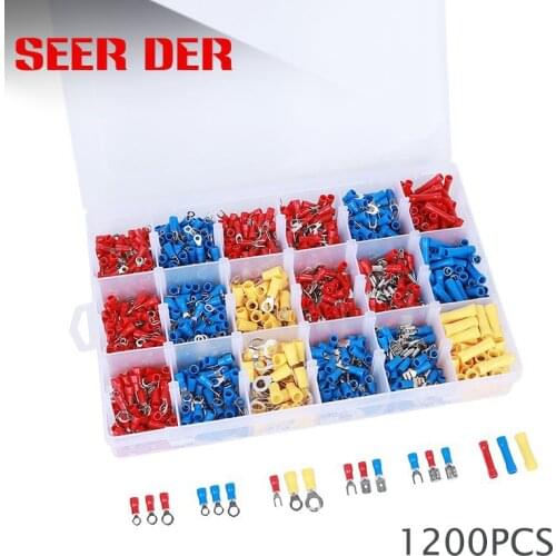 1200PCS Wire Connector Insulated Terminals Assorted 10 Kinds Copper Crimp Electrical