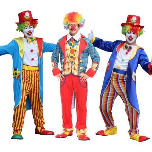 Halloween Clown Costume Men Adult Women With Hat Fancy Dress Cosplay Clothes For Carnival Party Play Dress Up