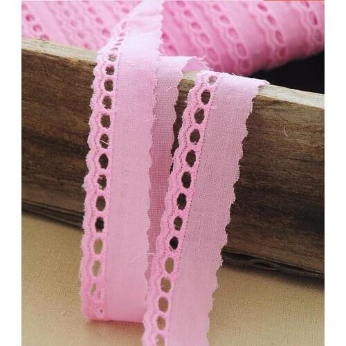 5 Meters Hollow 100% Cotton Embroidered Roseo Pink Lace Fabrics Womens Clothing DIY Cotton Lace Trim Cloth 2cm