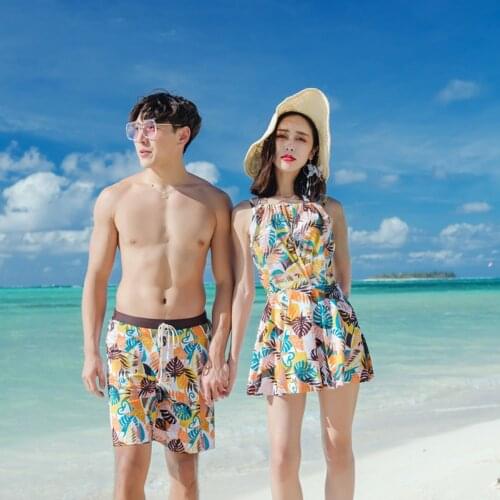 2021 New Couple Swimsuit Cotton Mens Beach Pants One-piece Dress Style Fashionable Comfortable Ladies Gather Swimwear Nylon