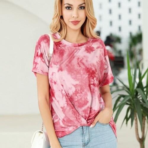 Summer new fashion womens Kink T-shirt Harajuku round neck loose tie-dye print T-shirt top casual short-sleeved female T-shirt