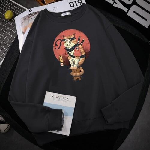 Japanese Sushi Cat Man Pullovers Cool Hip Hop Male Sweatshirt Fashion Fleeve Men Hoodies Casual Harajuku Sweatshirts For Mens