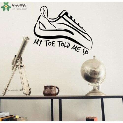 YOYOYU Wall Decal Climbing Shoe Pattern Art Mural Interior Home Decor Quote My Toe Told Me So Creative Modern Design Mural CY105