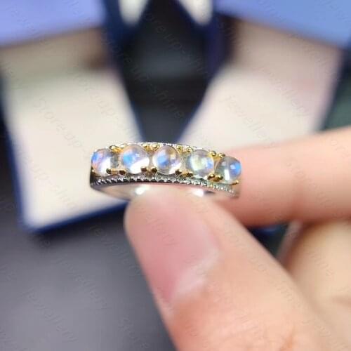 Natural Moonstone Ring 925 Silver Womens Ring I have you in my heart, the feeling of heartbeat