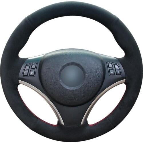 Non-slip Durable Black Suede Car Steering Wheel Cover For Bmw E90 320i 325i 330i 335i E87 120i 130i 120d