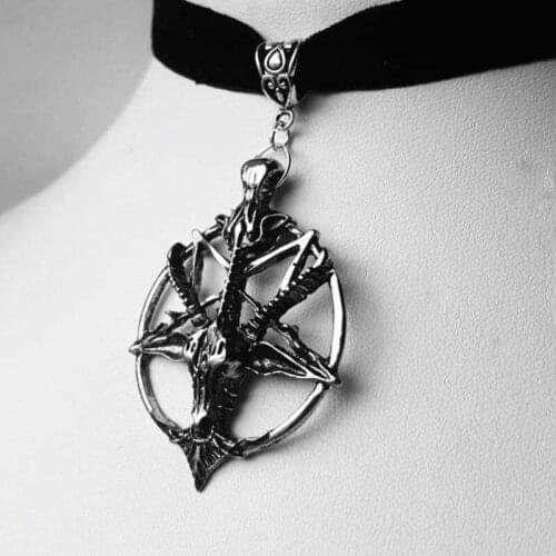 Pan God Goat Skull Vintage Pendant Velvet Choker Necklace Gothic Witch Gift For Women Female Lucky Fashion Jewelry