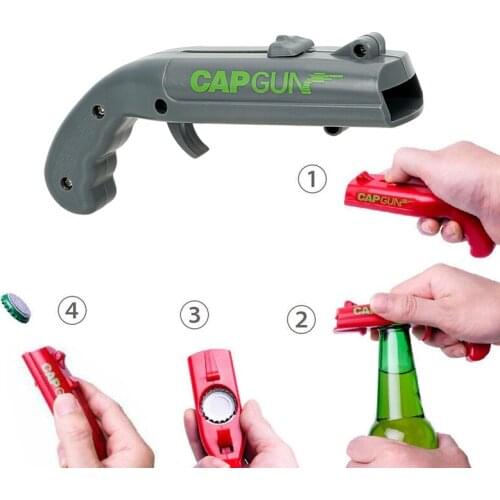 Portable Cap Gun Creative Flying Cap Launcher Bottle Beer Opener Bar Tool Drink Bottle Opener Cap Shooter