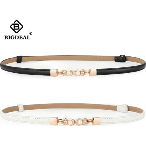 Womens Fine Elastic Belt Pearl Pair Buckle Waist Strap Decoration Designer For Trouser Dress Dress Shirt Tide Waistbands