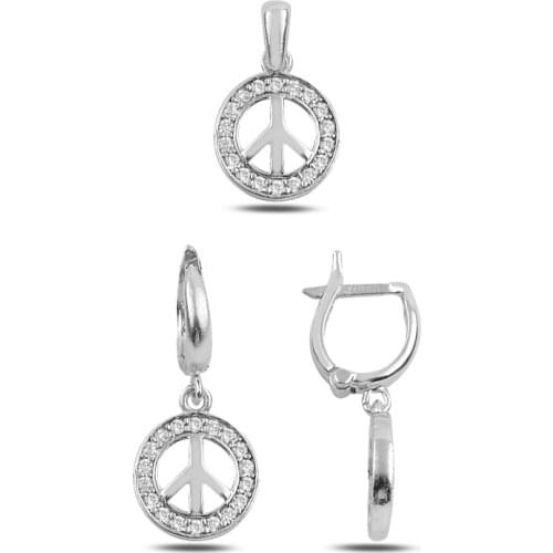 Silver 925 Sterling Zircon Peace Mark Set