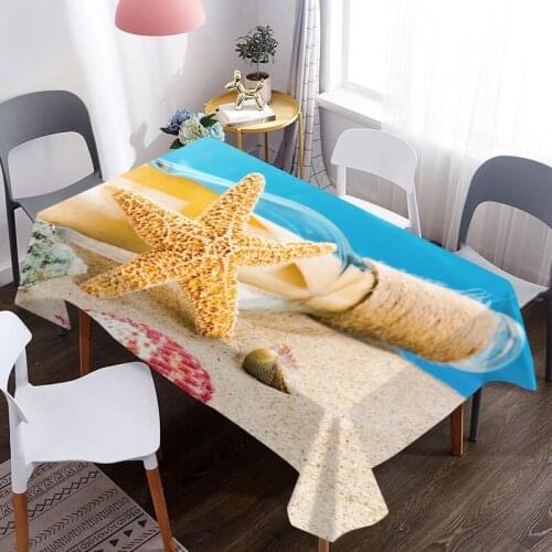 Table Cover Shells Starfish On The Beach Pattern Coffee Tablecloth Picnic Table Cloth Birthday Party Dinner For Home Decoration