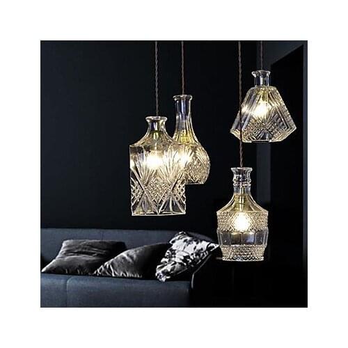 Loft Decor Modern LED Pendant Light Fixtures For Dining Room Bar Hanging Lamp Home Indoor Lighting Glass Bottle Droplight