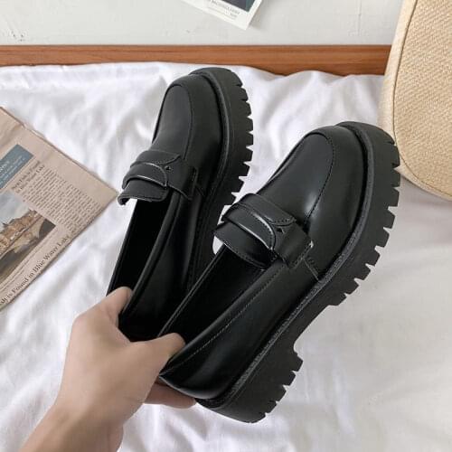 Mary jane students shoes Round Toe Street Style Chunky Heel Platform Women Loafers Shoes Punk Designer High Heel Women Pumps