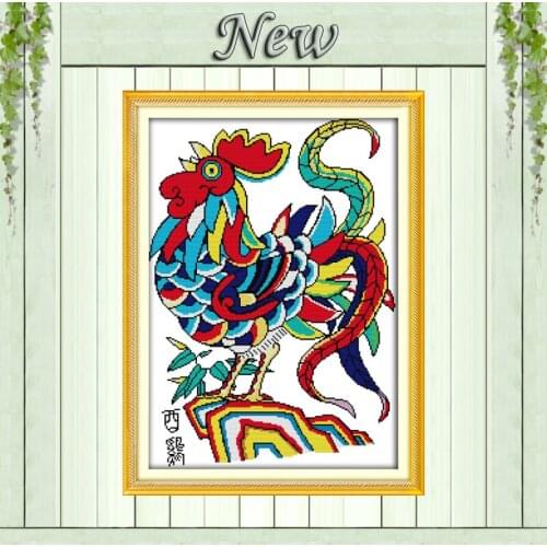 The crow of the rooster decor painting counted print on canvas DMC 11CT14CT Chinese Cross Stitch kits needlework Sets embroidery