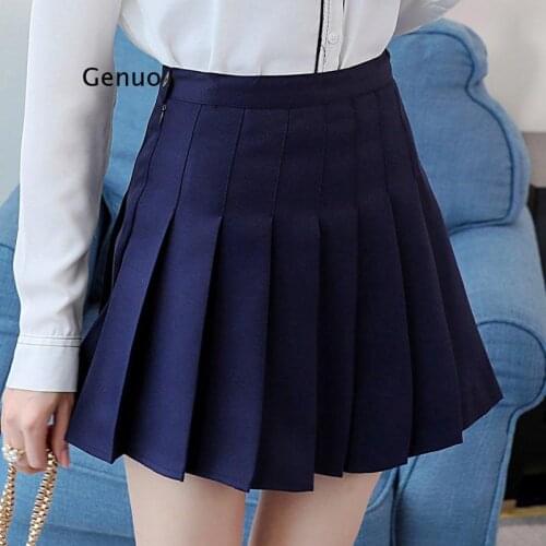 Women High Waist Pleated Skirt Summer Autumn Casual Kawaii A-line Plaid Skirts Japanese School Uniform Mini Skirts for Girls