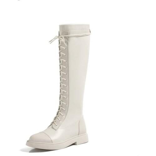 SKLFGXZY European Genuine leather Womens boots The knee boots Brand motorcycle boots Autumn and winter boots Womens shoes