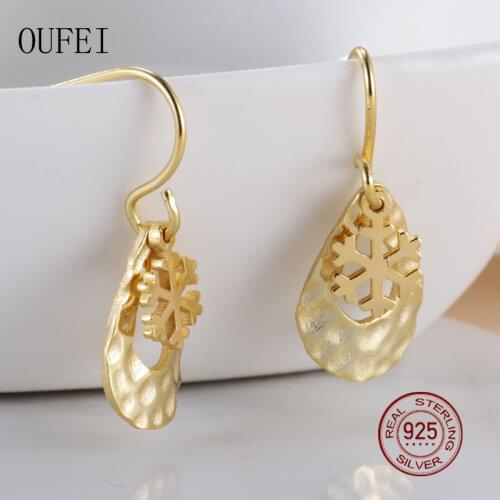 Women 925 Sterling Silver Earring Hook Snowflake Geometry New 2021Girl Drop Earrings Fashion Fine Jewelry 925 Silver Earrings